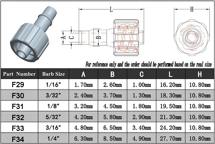 Plastic Barb Termination Fitting Female Luer Lock Connector Air Hose Connector Female