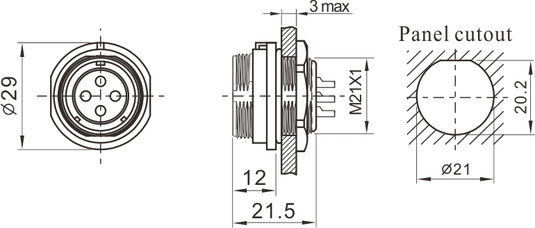 Weipu Connector Sp2112 IP68 Waterproof Rear Nut Mount Receptacle Solder Crimp Connector