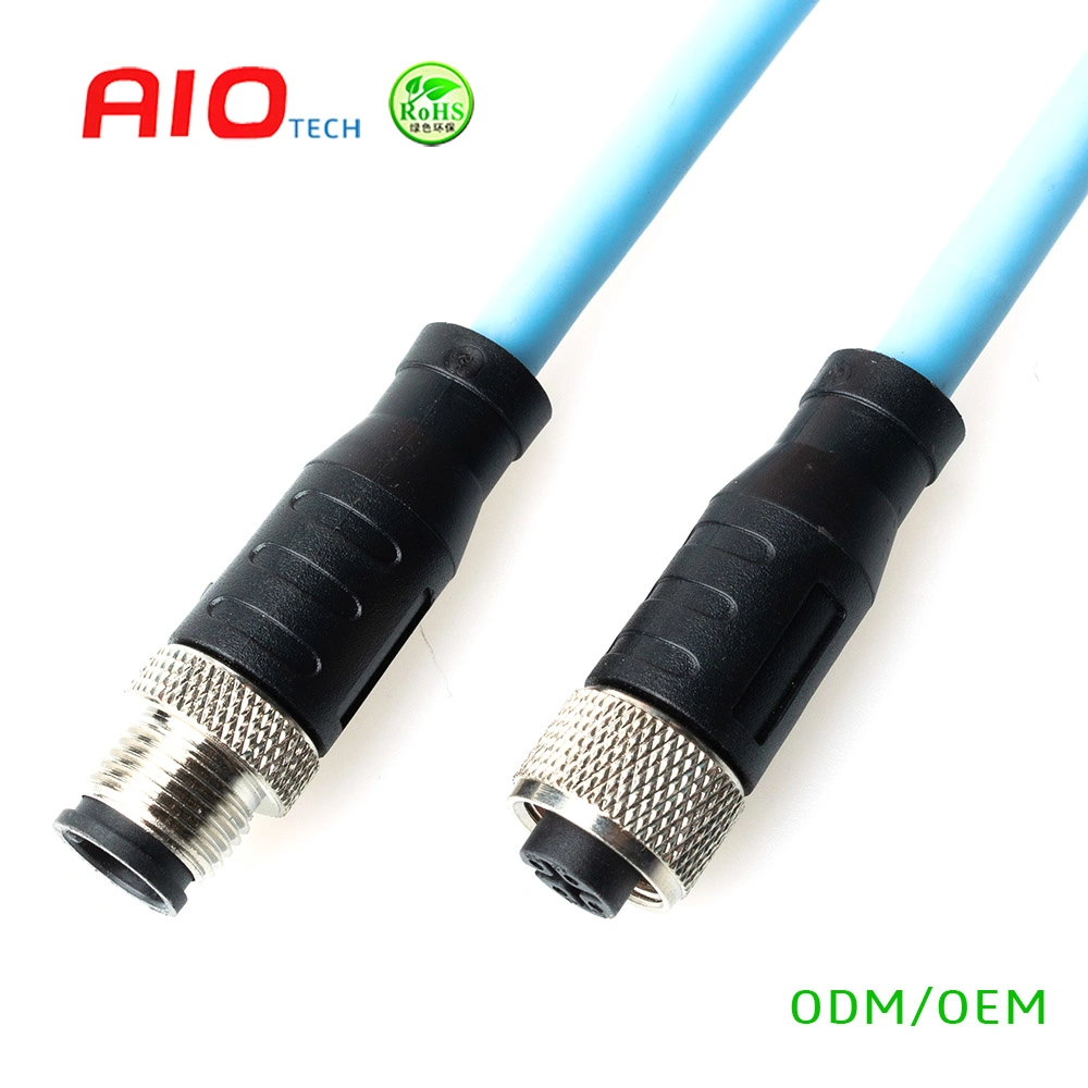 Waterproof M12 Male to Female Outdoor Industrial Network Patch Cable Wire Assembly