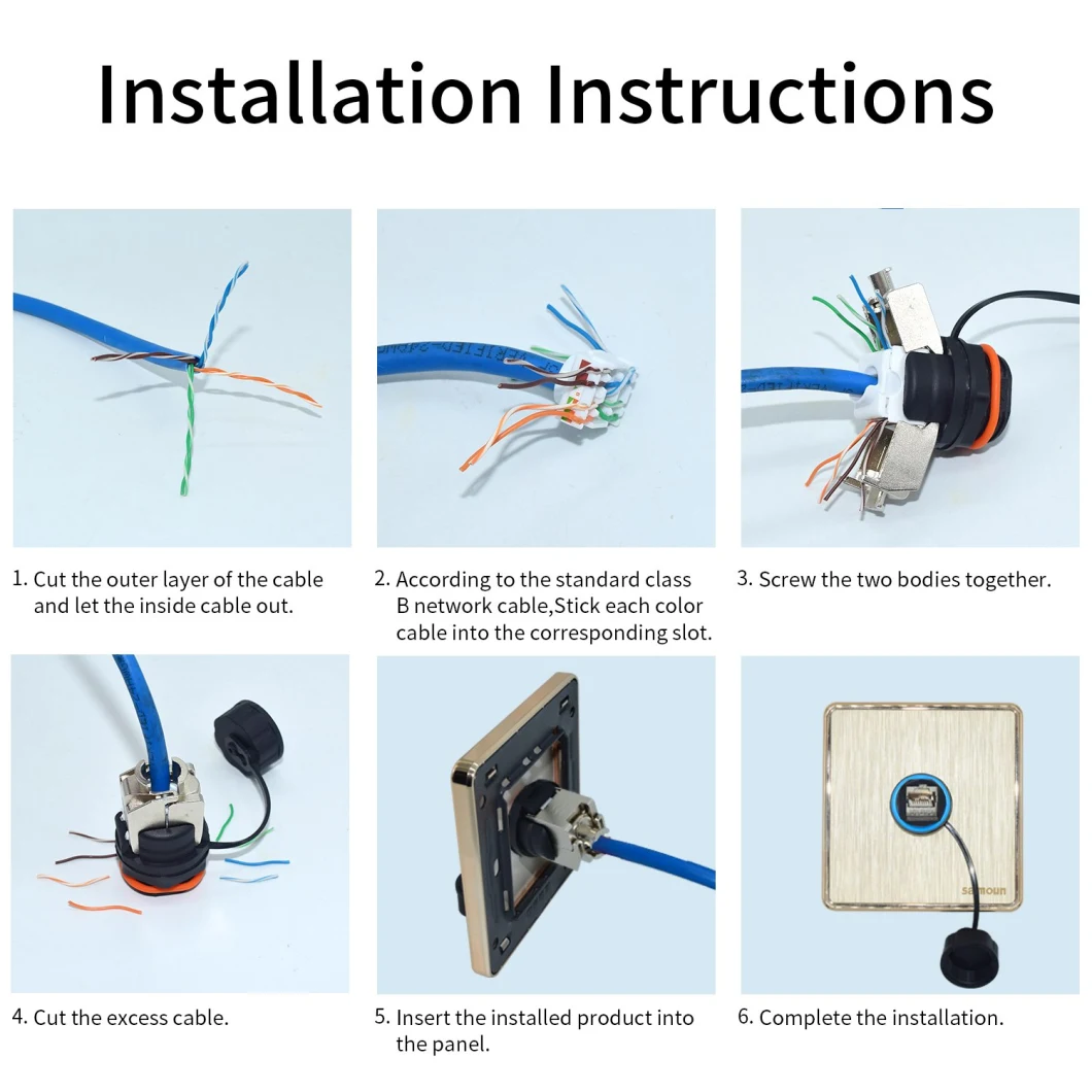 Yxy IP68 RJ45 Connector CAT6 Shielded Panel Mount Care Connector Female IP68 Waterproof No Wire Bonding Quick Connector