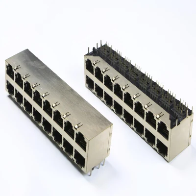 Dualer RJ45-Stecker mit 2 x 8 Anschlüssen und UL-Zertifikat